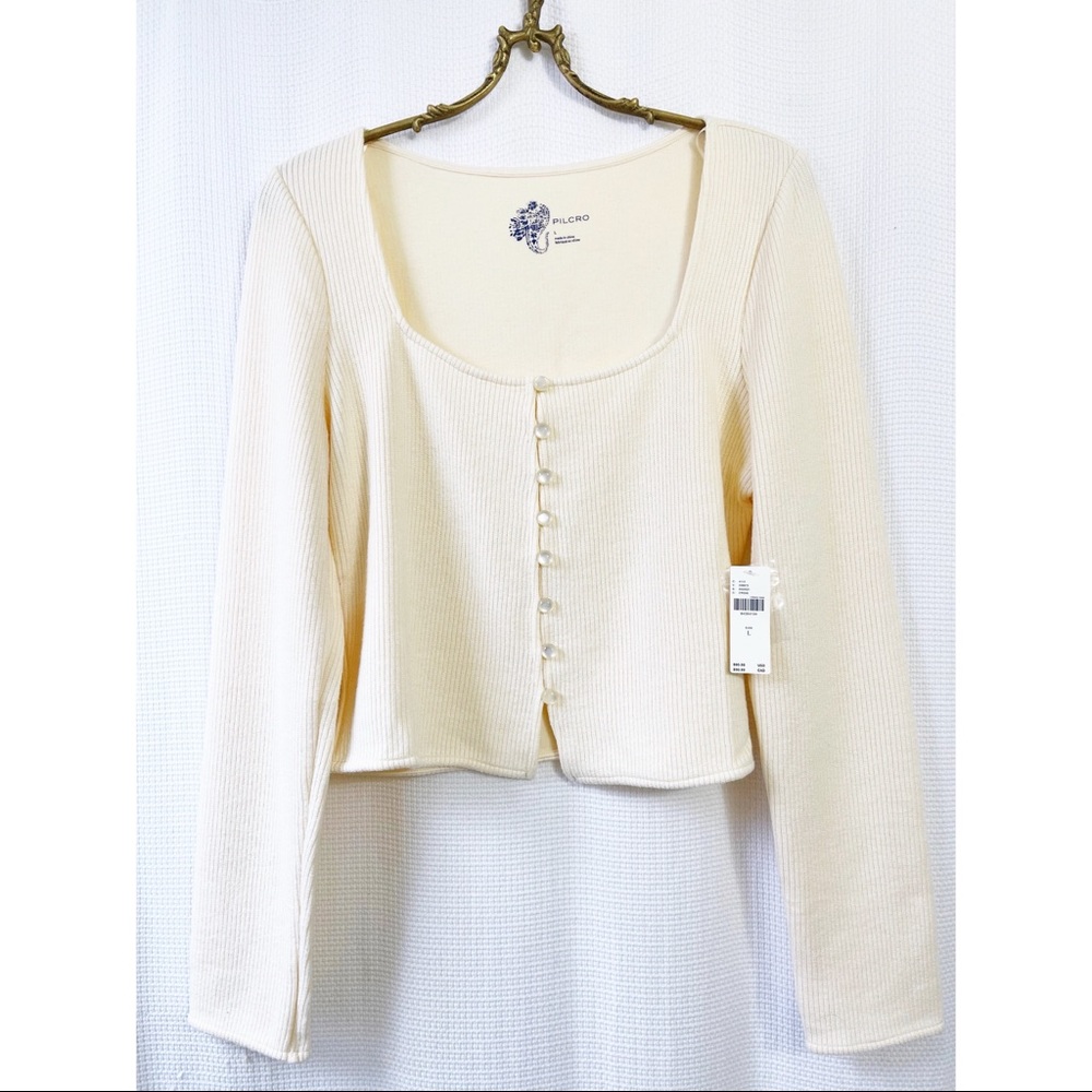 Anthropologie Pilcro square neck cropped cardigan